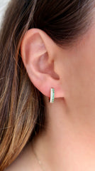 Diamond and Emerald Hoops 14k
