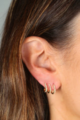 Half Diamond Circle Gold Studs 14k