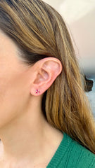 Mini Oval Gold Sapphire Stud 14K