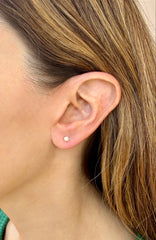 Mini Oval Gold Sapphire Stud 14K