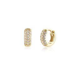 Gold Thick Pave Gold/Silver Hoops