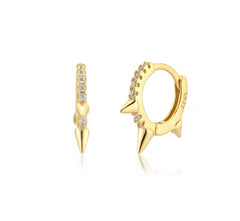 Spike Pave Gold Huggies