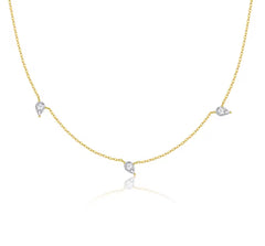 3 Pear Zircon Skinny Gold Necklace