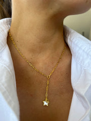 Shell Star Gold Lariat Necklace