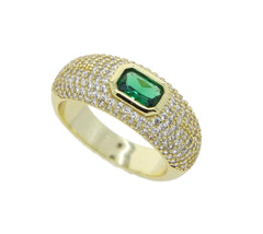 Pave Emerald Bezel Ring
