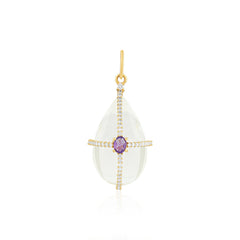 Amethyst & Crystal Drop 14K