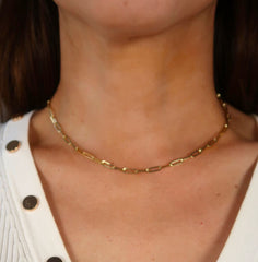 Paperclip Gold Necklace 14k