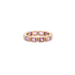 Pink Sapphire Emerald Cut Diamond Ring 14k