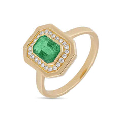 Emerald Diamond Ring 14k