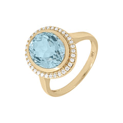 Blue Topaz Diamond Ring 14k