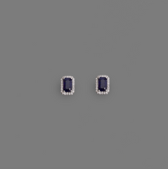 White Gold Sapphire Diamond Studs 14K