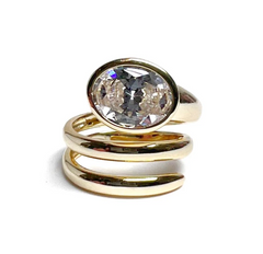 Half Open Pave Double White Band