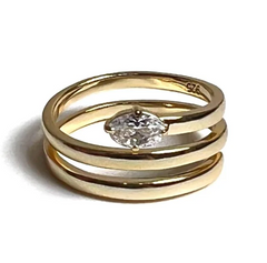 Half Open Pave Double White Band