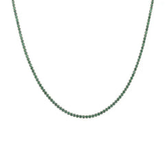 Silver Emerald Mini Tennis Necklace