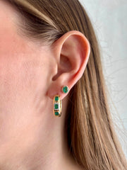 Half Diamond Circle Gold Studs 14k