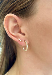 Mini Oval Gold Sapphire Stud 14K