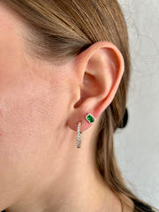 Mini Oval Gold Sapphire Stud 14K