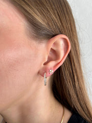 Half Diamond Circle Gold Studs 14k