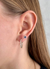 Half Diamond Circle Gold Studs 14k