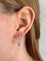 Emerald-Cut Emerald with Diamond Halo 14k Studs