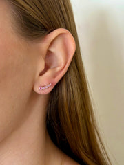 Mini Oval Gold Sapphire Stud 14K