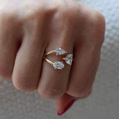 Mixed Shape Lab Diamond Gold Open Ring 14k